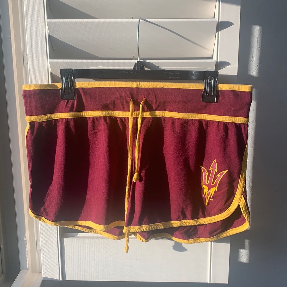 Maroon and Yellow Women's Shorts